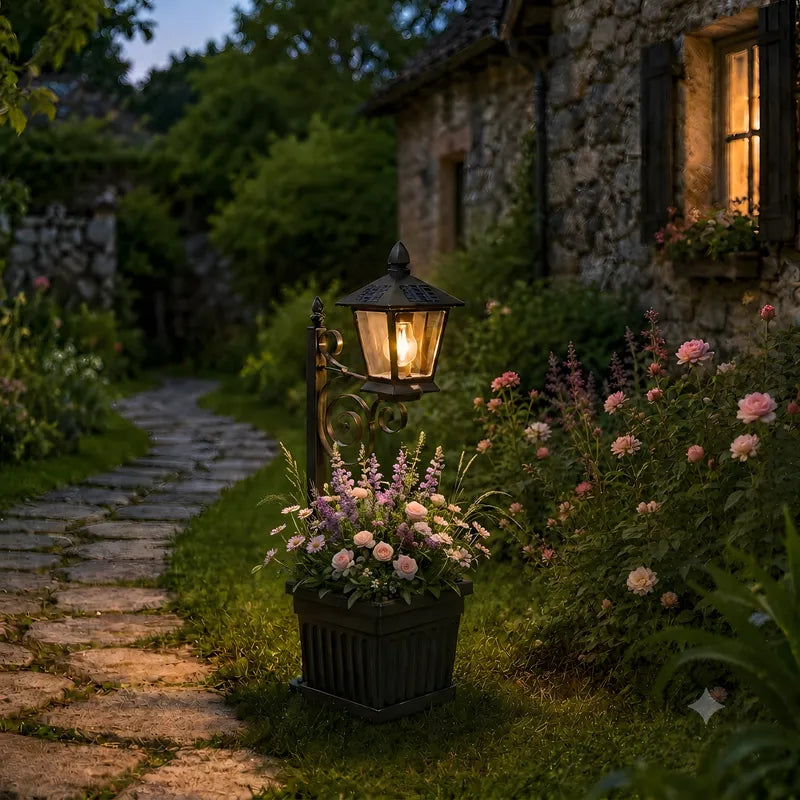 Solar Lantern Post with Planter Base 11