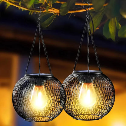 Black Mesh Solar Hanging Lantern 5