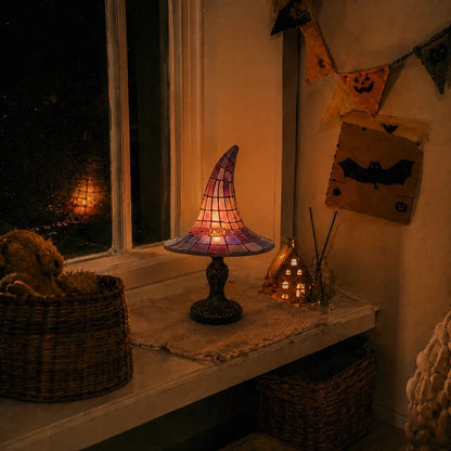 Witch Hat Stained-Glass Style Table Lamp 9