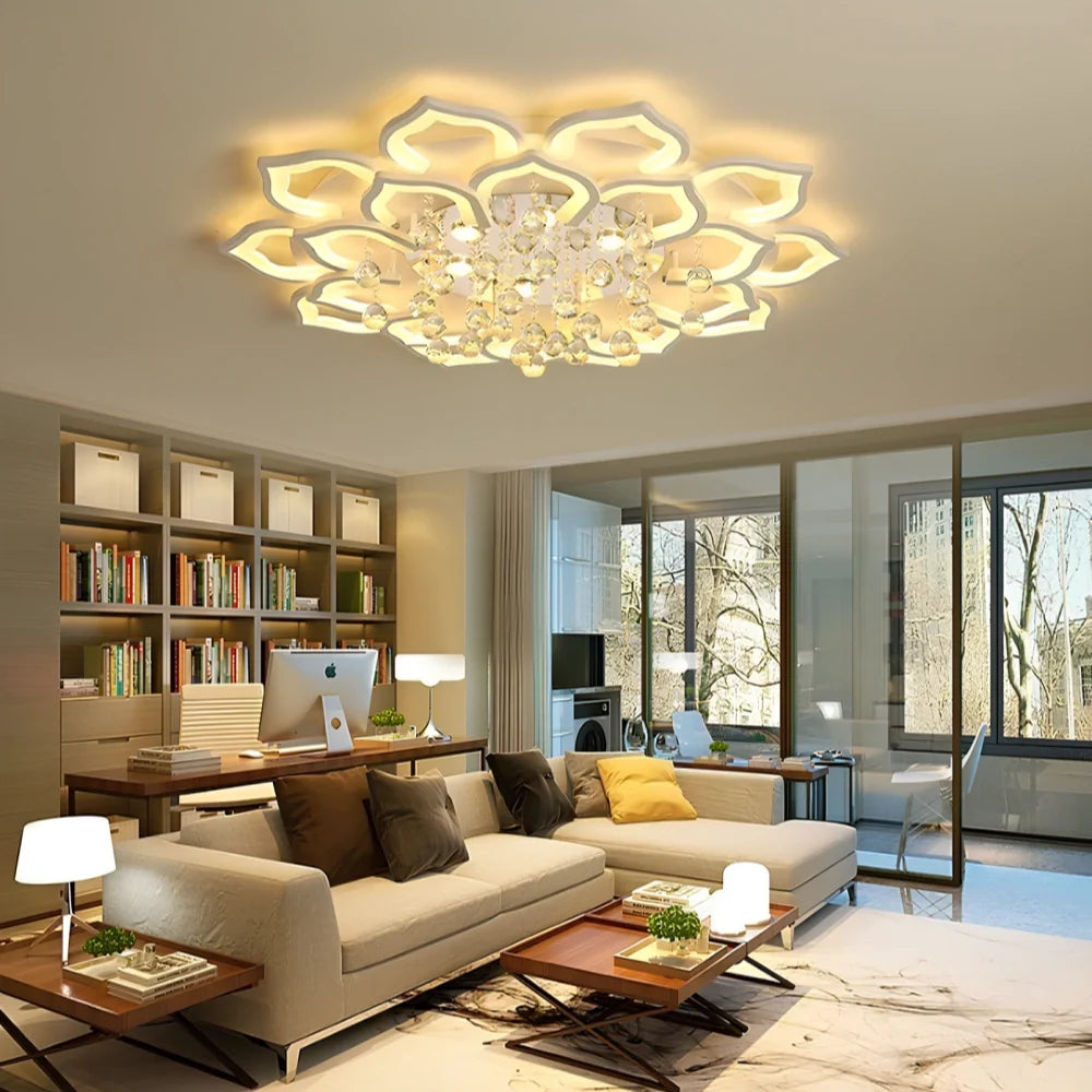 Lotus Petal Crystal Flush-Mount Chandelier 4