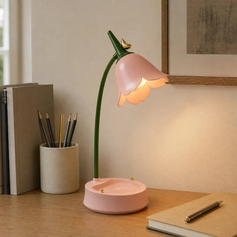 Petal Shade Desk Lamp with Bird Accent 11