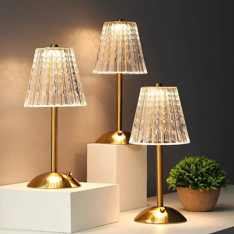 Brushed Gold Crystal-Effect Table Lamp 4