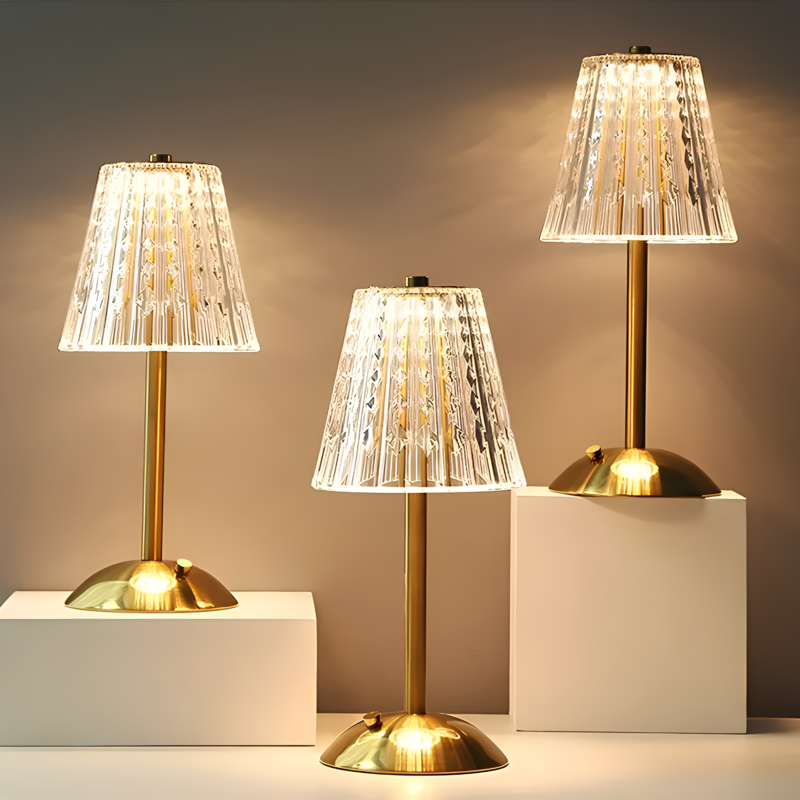 Brushed Gold Crystal-Effect Table Lamp 7