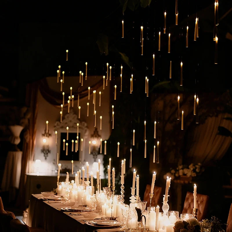 Floating LED Taper Candles with Wand Remote 0