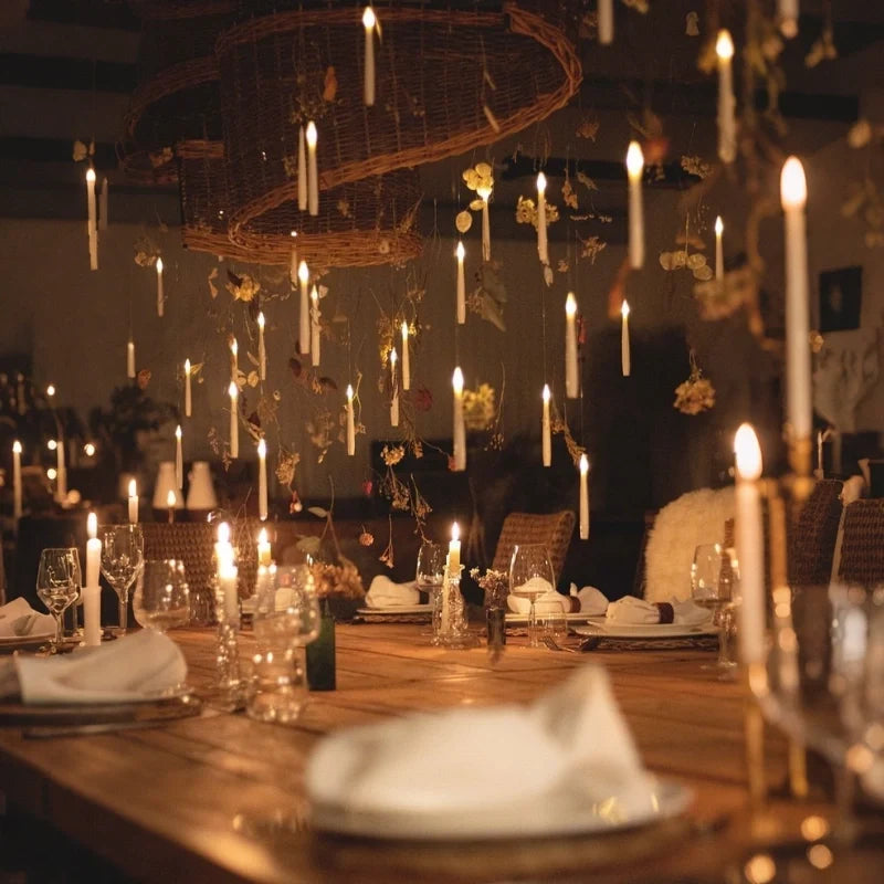 Floating LED Taper Candles with Wand Remote 2