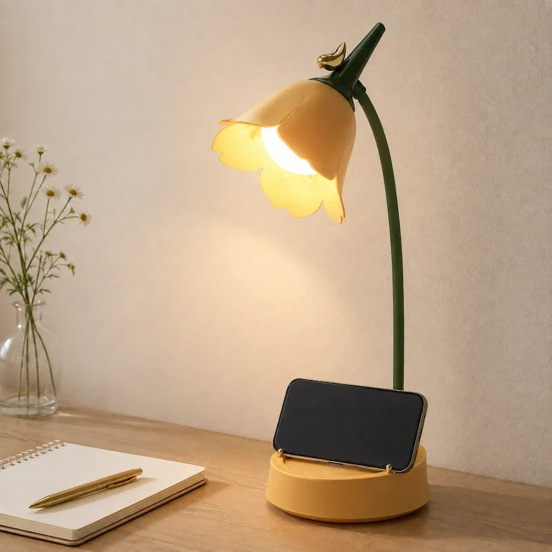 Petal Shade Desk Lamp with Bird Accent 12