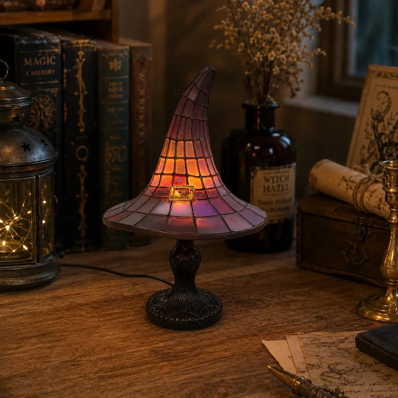 Witch Hat Stained-Glass Style Table Lamp 7