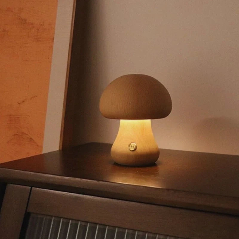 Solid Wood Mushroom Table Lamp 6