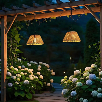 Faux Rattan Solar Lantern 1