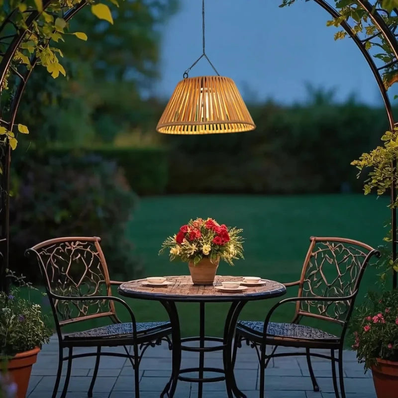 Faux Rattan Solar Lantern 2