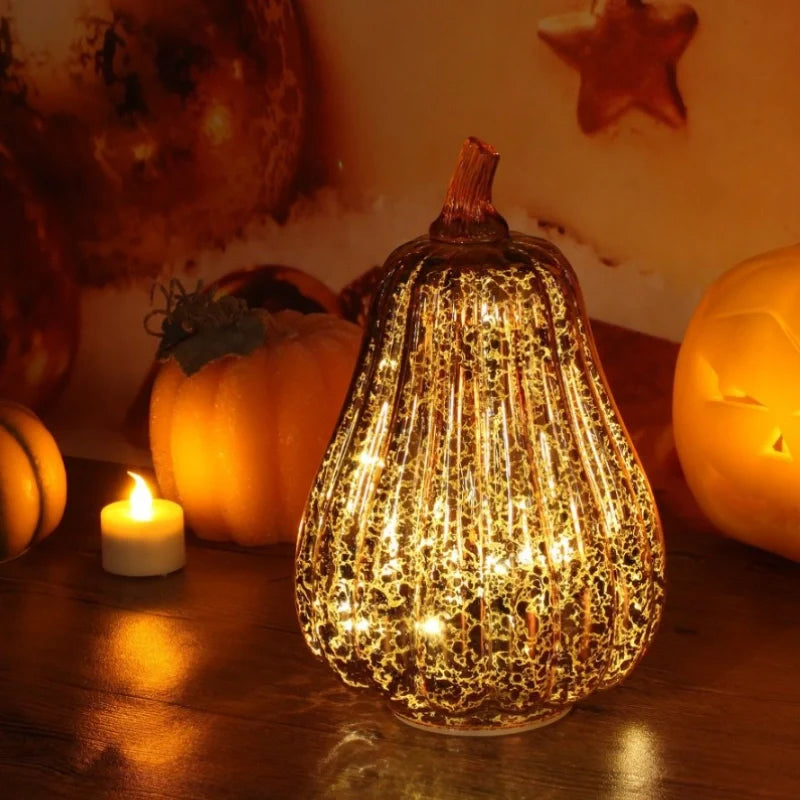 Hand-Blown Glass Pumpkin Lamp 4