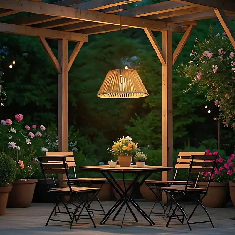 Faux Rattan Solar Lantern 8
