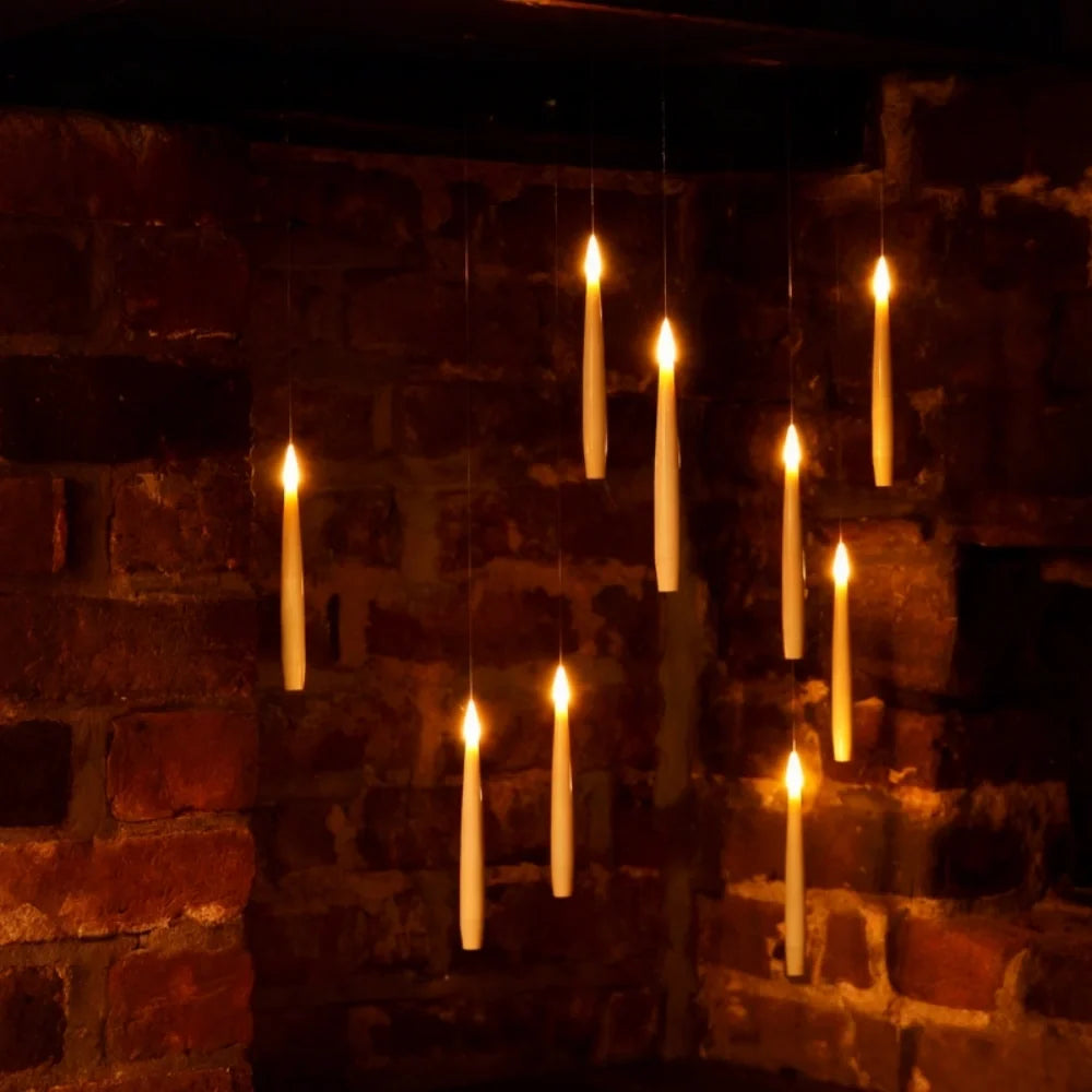 Floating LED Taper Candles with Wand Remote 4