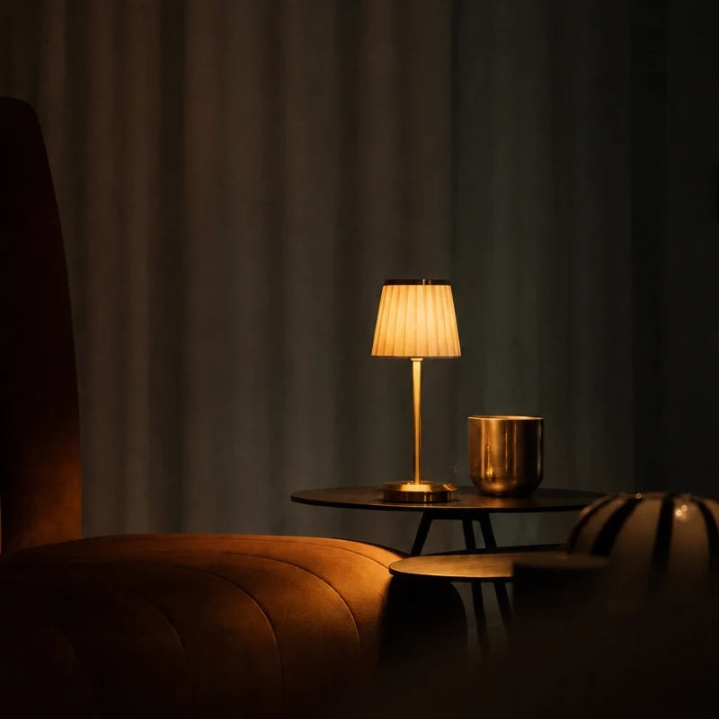 Pleated Shade Cordless Table Lamp 1