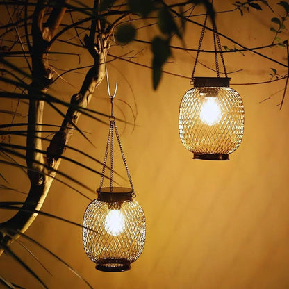 Black Mesh Solar Hanging Lantern 6