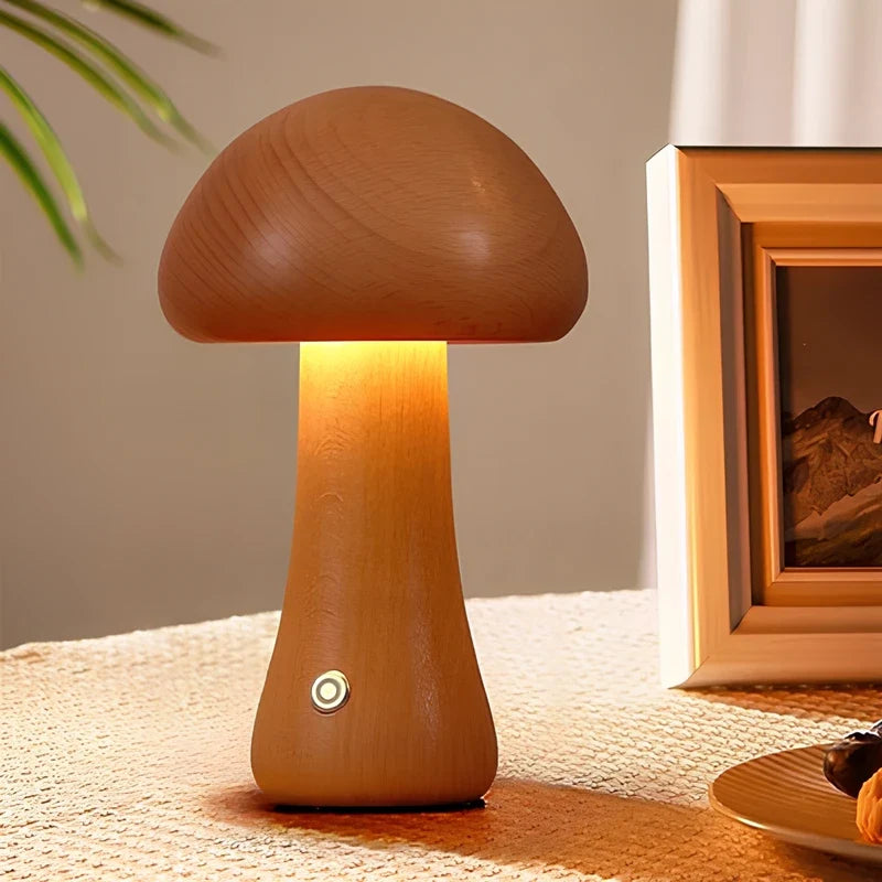 Solid Wood Mushroom Table Lamp 18