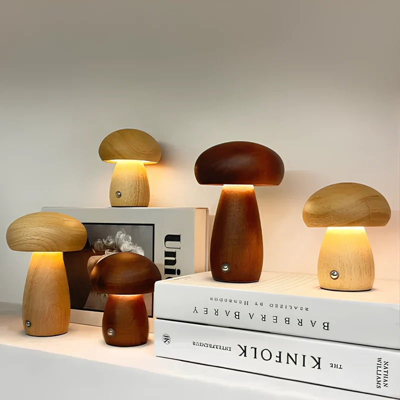 Solid Wood Mushroom Table Lamp 17