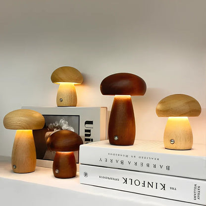 Solid Wood Mushroom Table Lamp 17