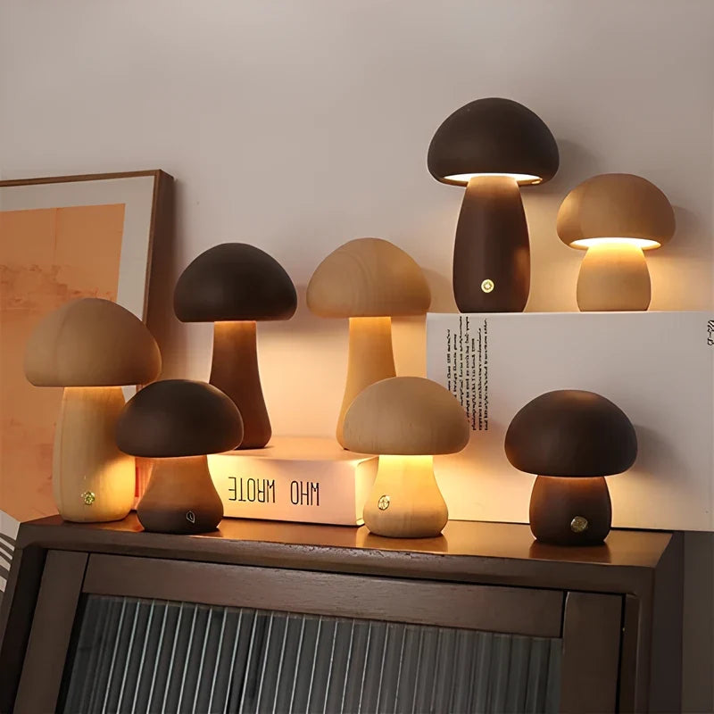 Solid Wood Mushroom Table Lamp 0