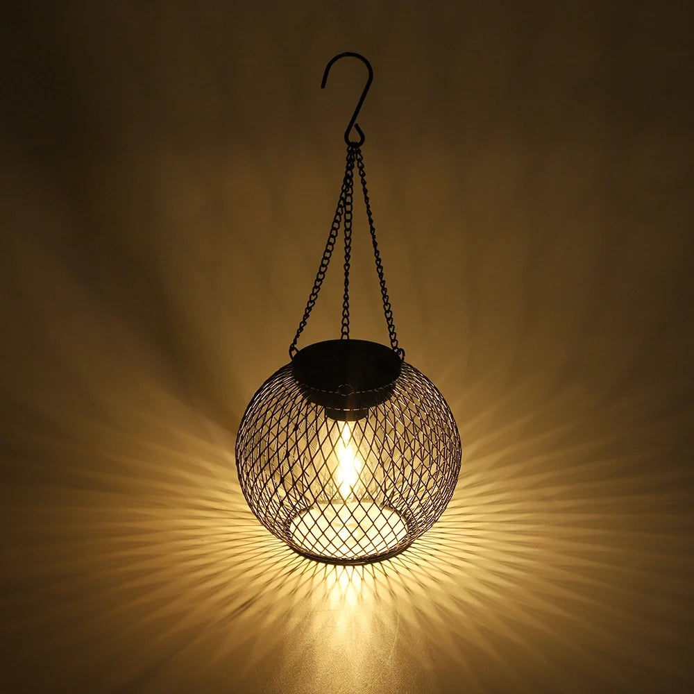 Black Mesh Solar Hanging Lantern 2