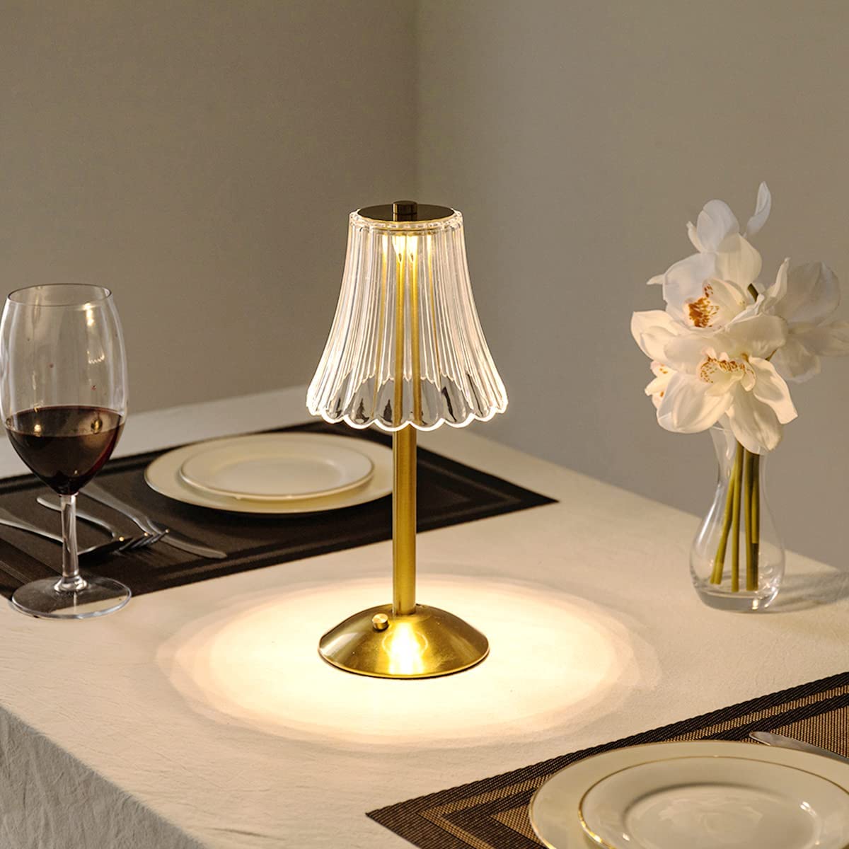 Brushed Gold Crystal-Effect Table Lamp 5