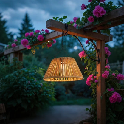 Faux Rattan Solar Lantern 0