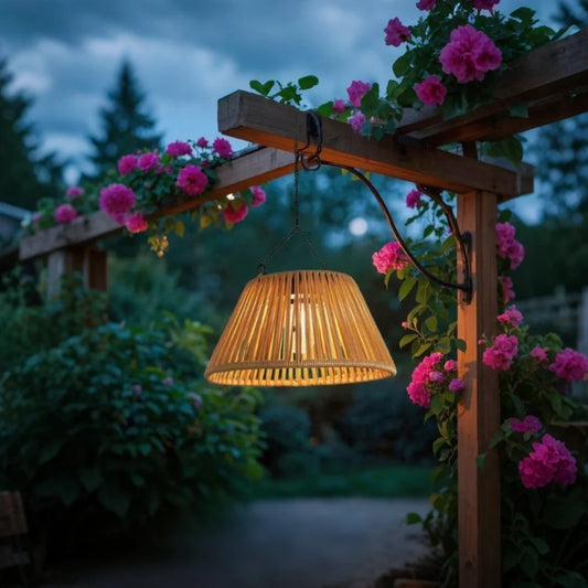 Faux Rattan Solar Lantern 0