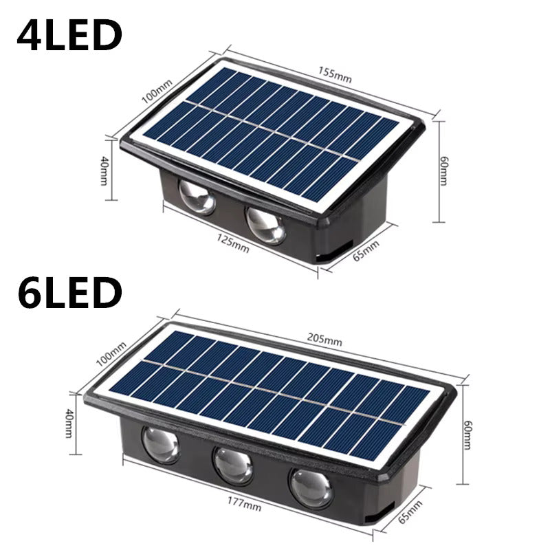 Solar Up-Down Outdoor Wall Sconce Set 8