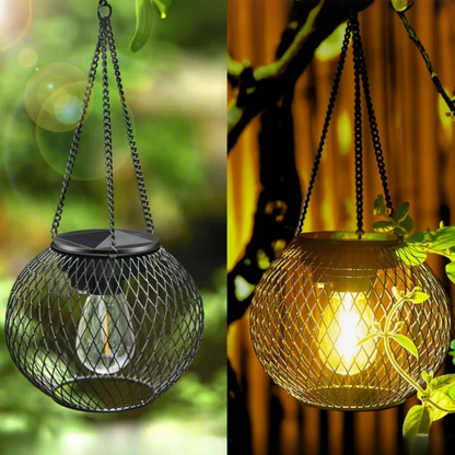 Black Mesh Solar Hanging Lantern 8