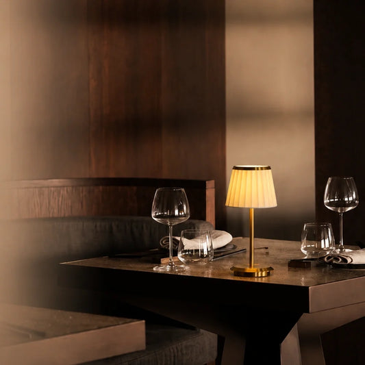 Pleated Shade Cordless Table Lamp 0