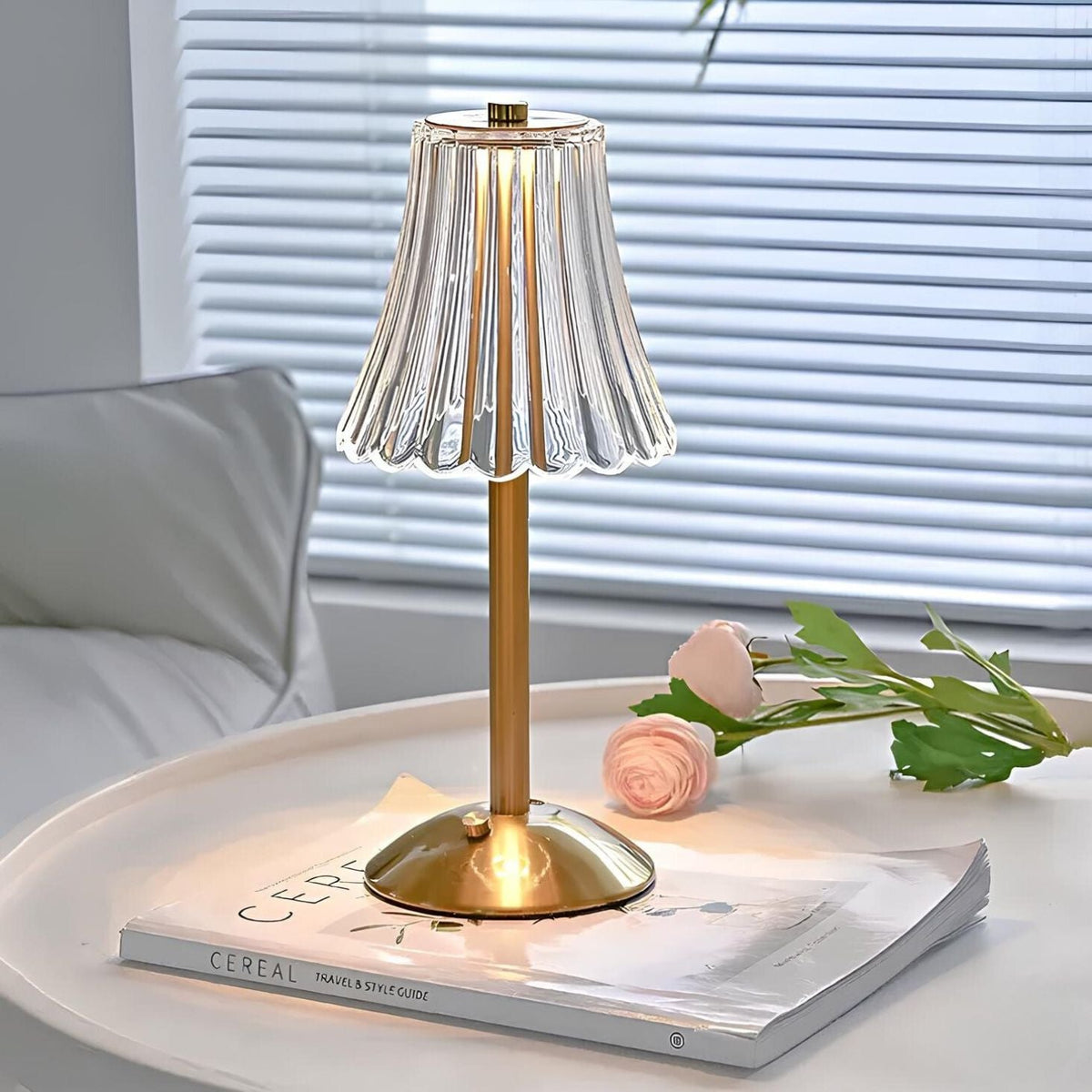 Brushed Gold Crystal-Effect Table Lamp 2