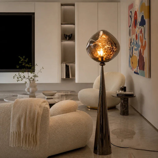 Smoked Acrylic Globe Floor Lamp 1