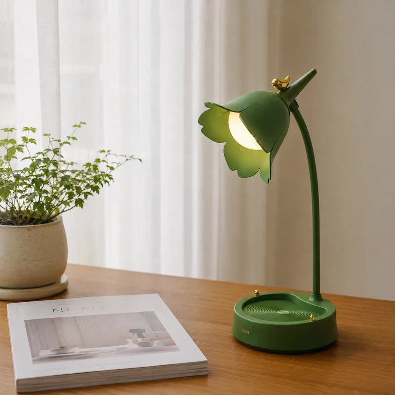 Petal Shade Desk Lamp with Bird Accent 7
