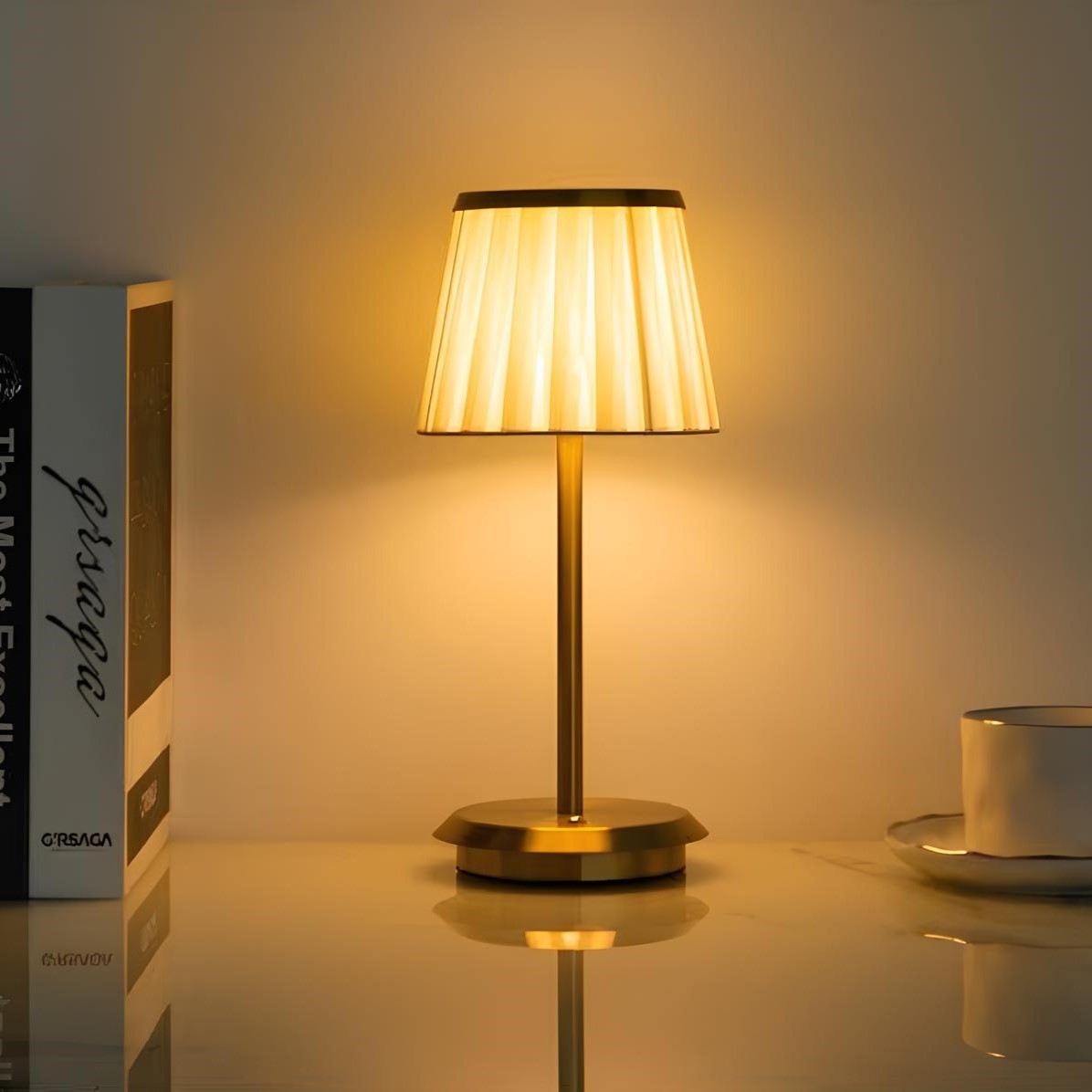 Pleated Shade Cordless Table Lamp 14
