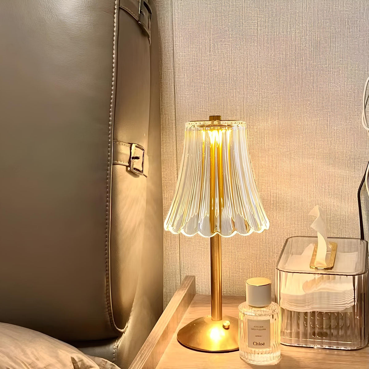 Brushed Gold Crystal-Effect Table Lamp 8