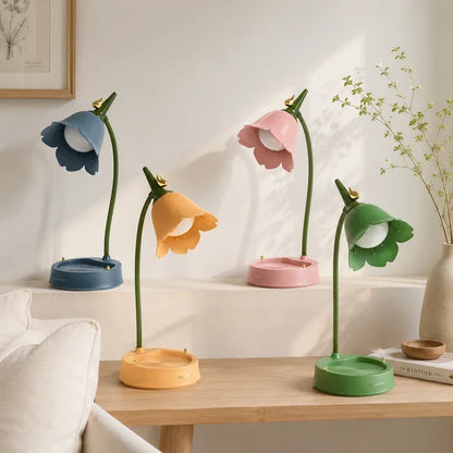 Petal Shade Desk Lamp with Bird Accent 0