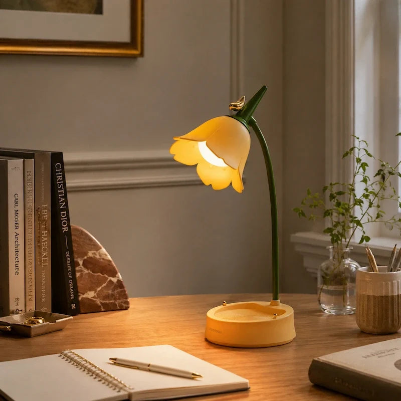 Petal Shade Desk Lamp with Bird Accent 6