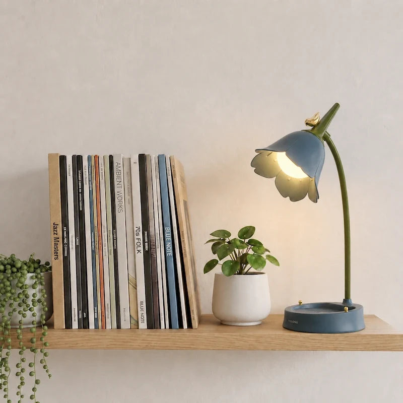 Petal Shade Desk Lamp with Bird Accent 8