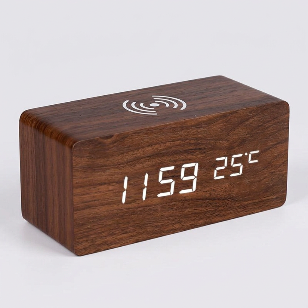 Modern Wooden Alarm Clock - variant