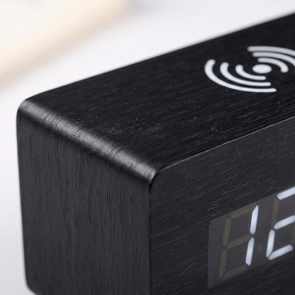 Modern Wooden Alarm Clock - detail