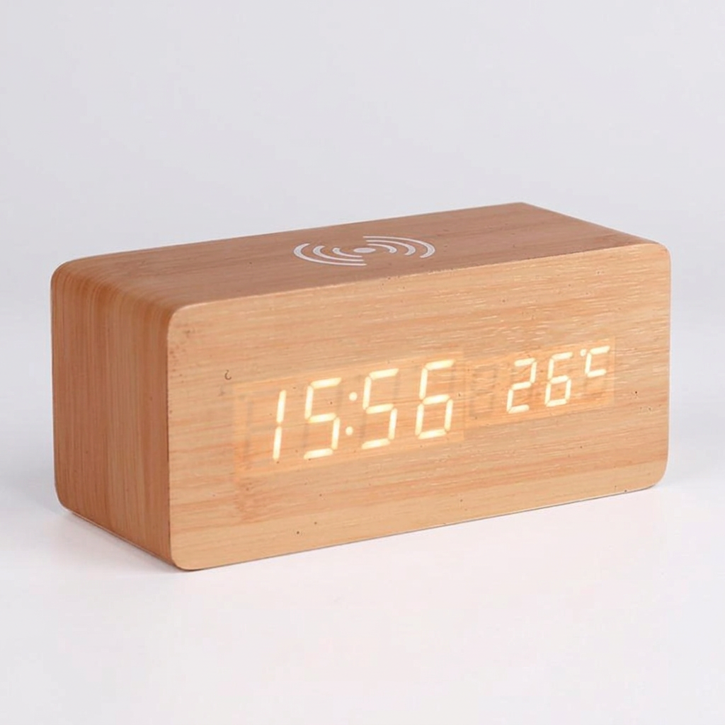 Modern Wooden Alarm Clock - variant