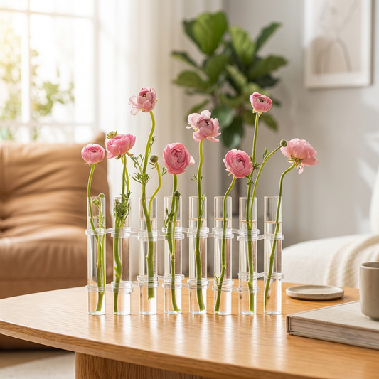 Modern Hinged Glass Flower Vase with Adjustable Tubes for Creative Floral Displays - lifestyle