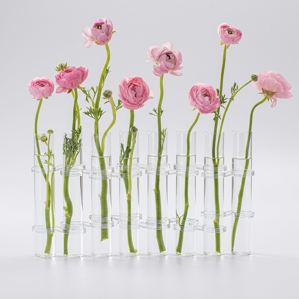 Modern Hinged Glass Flower Vase with Adjustable Tubes for Creative Floral Displays - variant