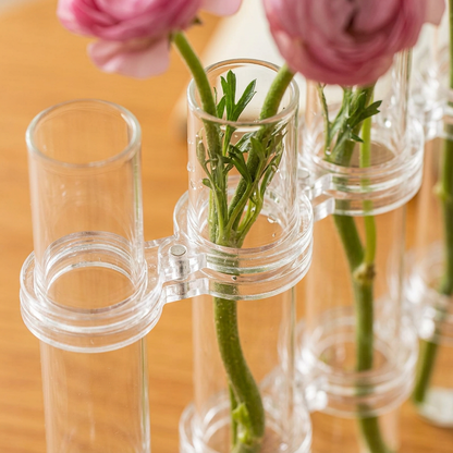 Modern Hinged Glass Flower Vase with Adjustable Tubes for Creative Floral Displays - detail