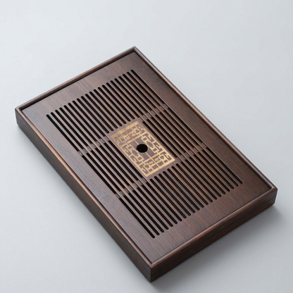 Elegant Bamboo Tea Tray with Fast-Draining Design - variant