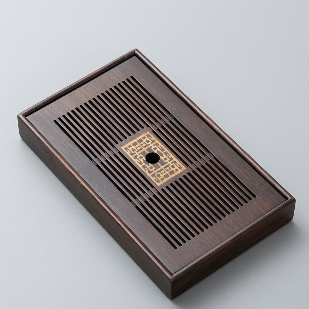 Elegant Bamboo Tea Tray with Fast-Draining Design - variant