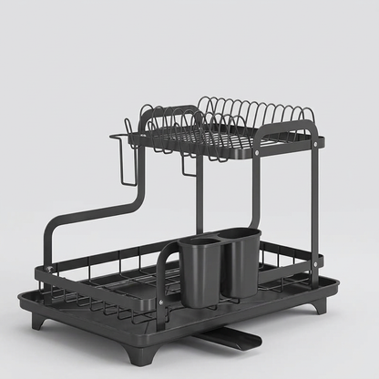 Two-Tier Stainless Steel Dish Rack with Drip Tray - variant