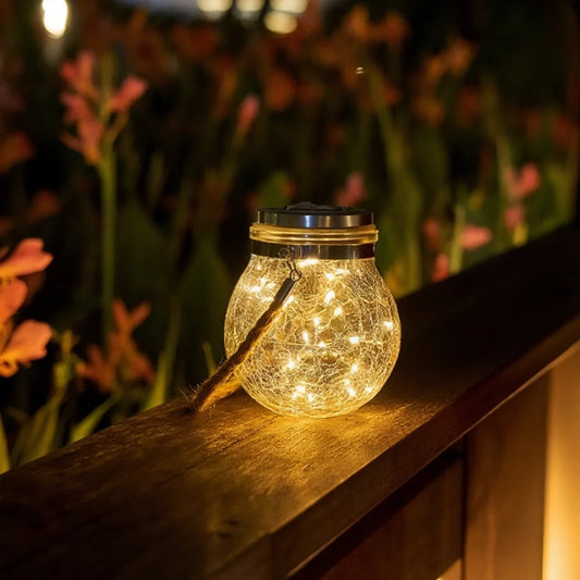 Solar Crackle Glass Hanging Lantern 0
